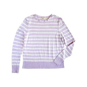 Levi's Striped Sweater Women XS Purple White Long Sleeve Crew Neck Knit